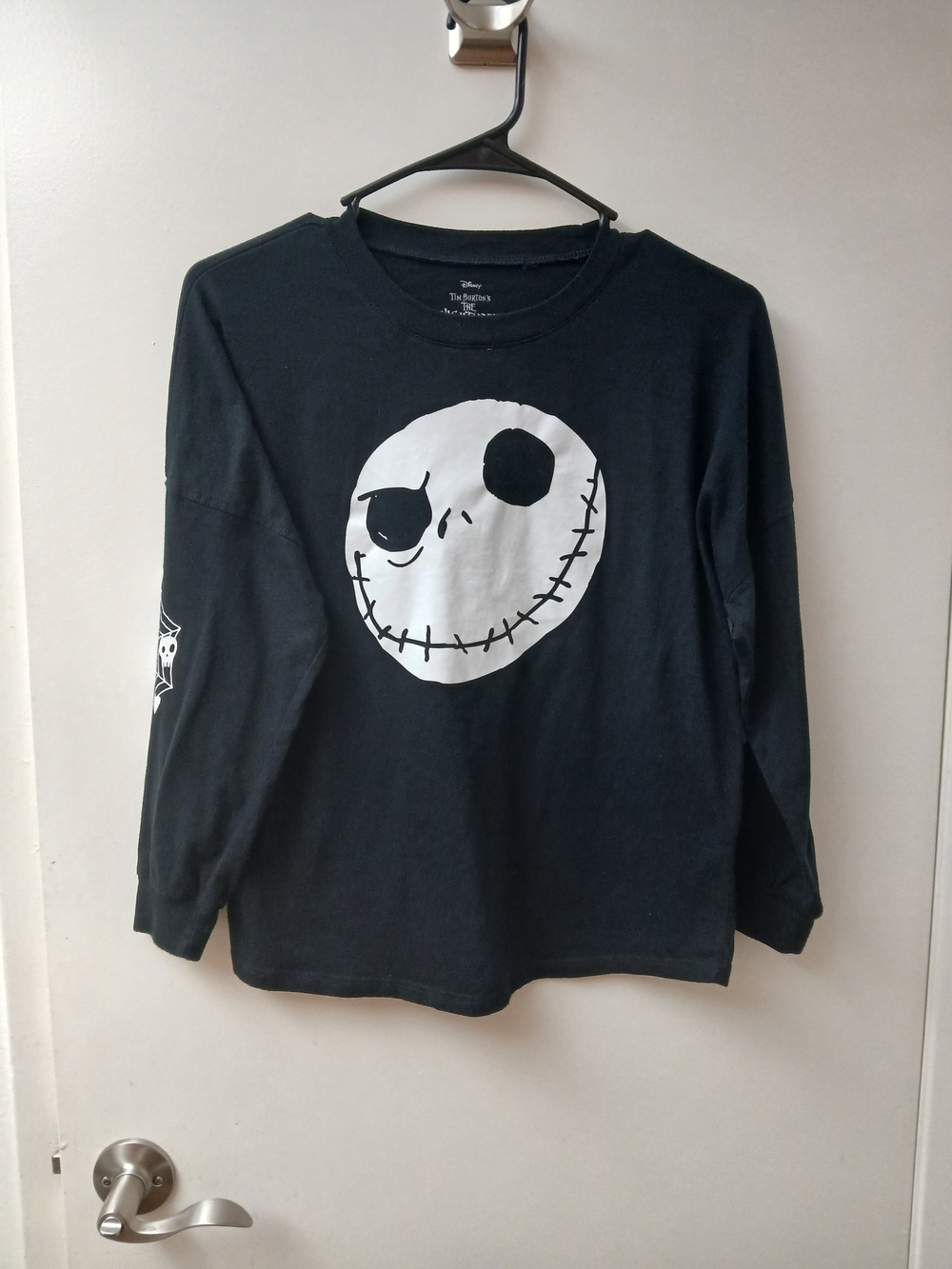 Disney Black Long Sleeve Tee with White Jack Skellington Graphic